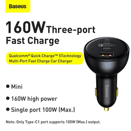 Baseus Qualcomm Quick Charge Multi-Port Fast Charge Car Charger C+C+U 160W. - view 1